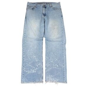 VTG Y2K American Eagle Baggy Loose Fit Jeans Mens 36x34 Distressed Grunge Bleach
